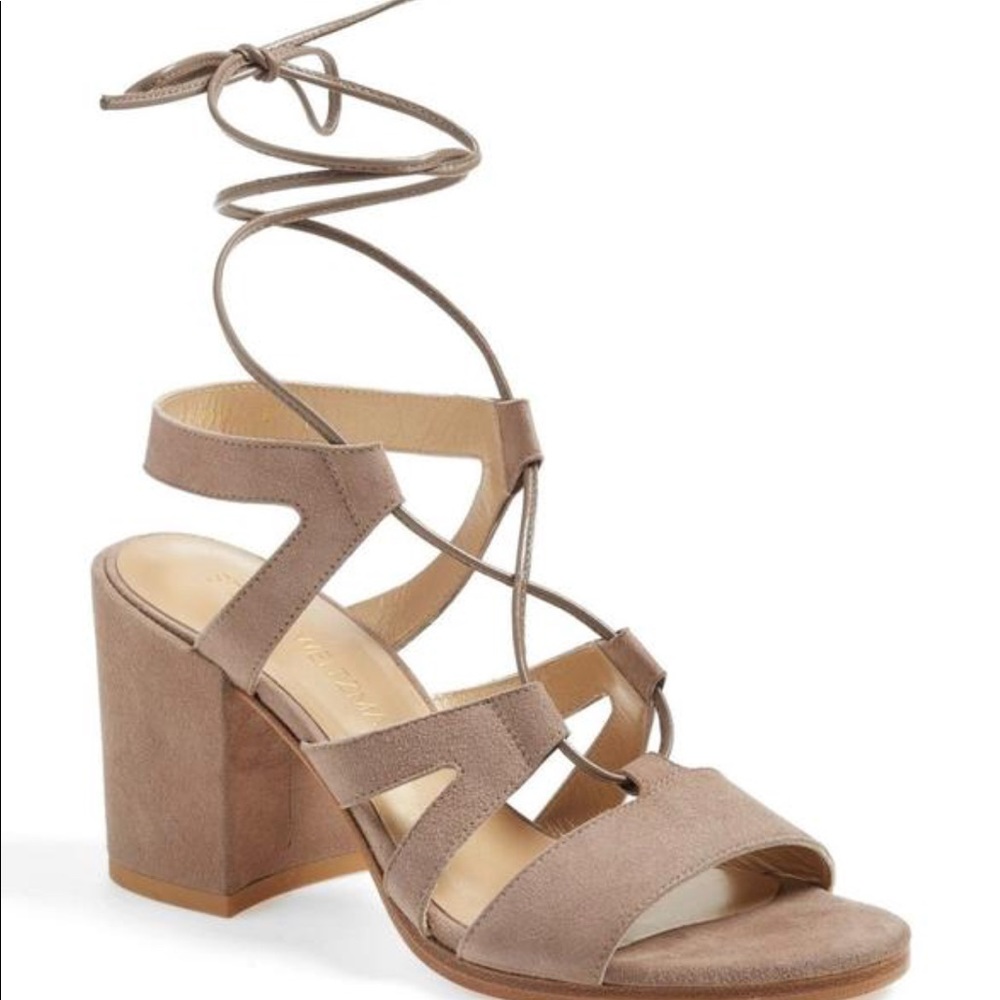Stuart weitzman tiegirlbingo suede sandals heels